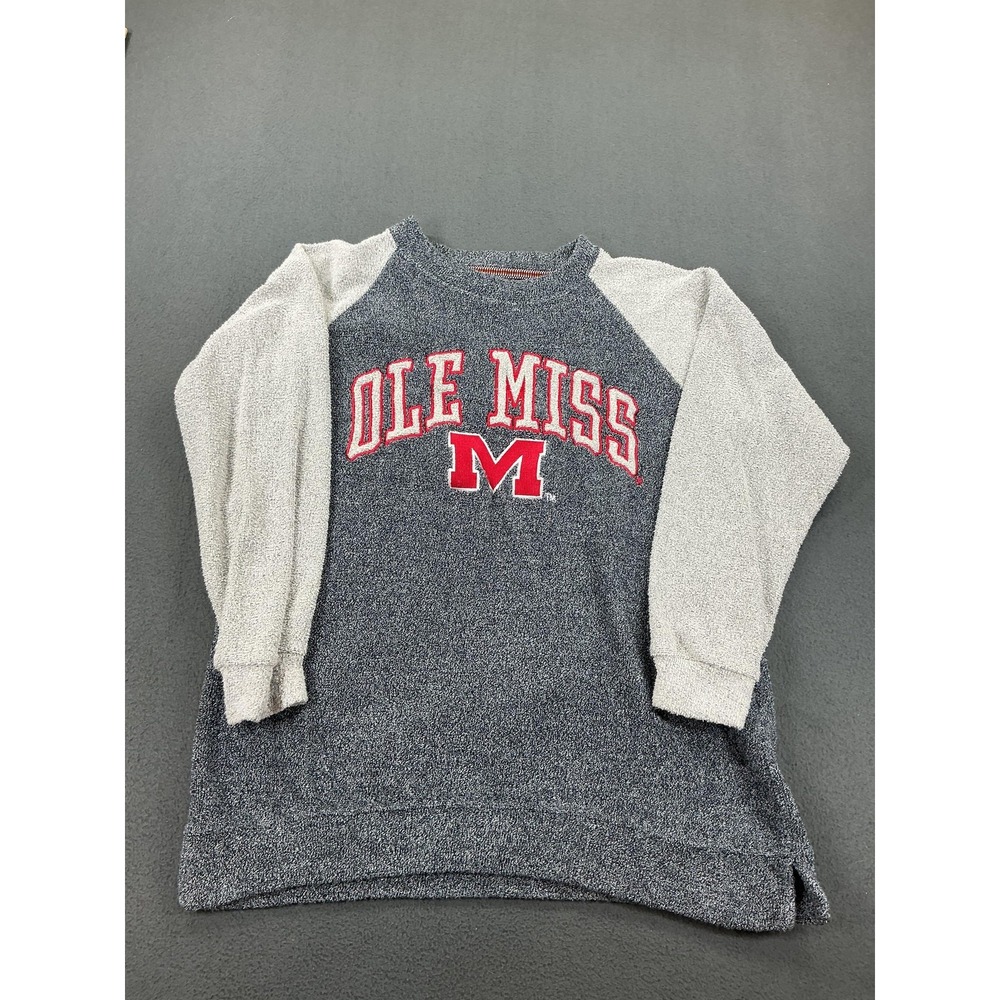 Ole Miss‎ Rebels Sweatshirt Womens Large Gray NCAA Football Pressbox Comfy Terry